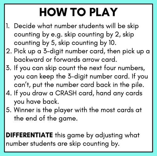 Resource preview 2 for Skip Counting from 3-Digit Numbers - CRASH Card Game