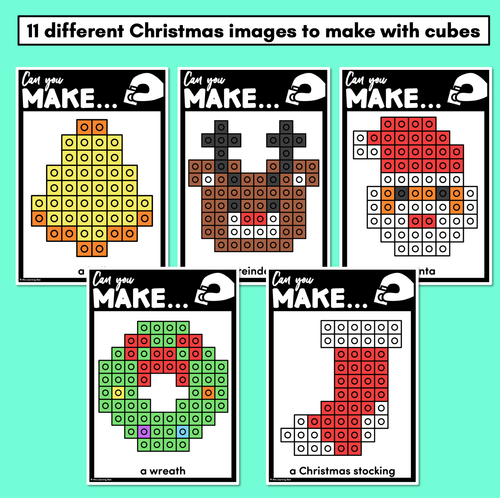 Resource preview 2 for Fine Motor Christmas Activities - Snap Cube Cube Templates