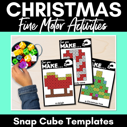 Resource preview 1 for Fine Motor Christmas Activities - Snap Cube Cube Templates