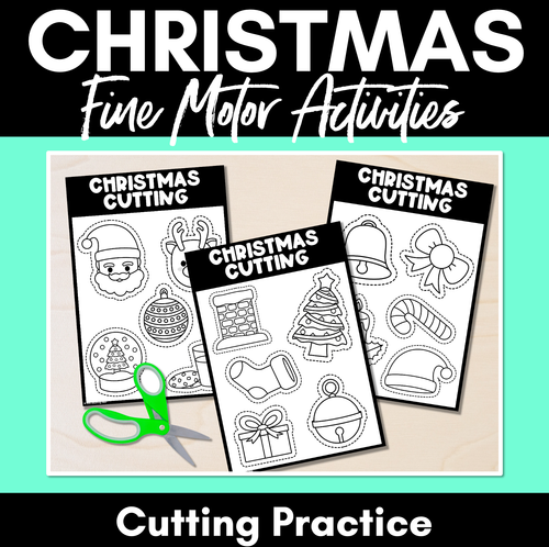 Resource preview 1 for Fine Motor Christmas Activities - Cutting Practice Printables