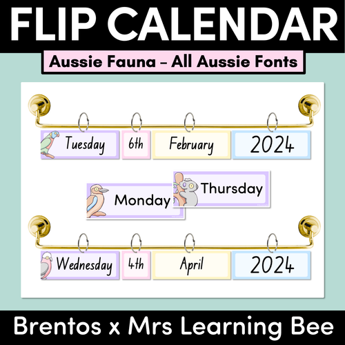 Resource preview 1 for Flip Calendar - Aussie Fauna - The Brentos Collection