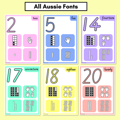 Resource preview 3 for NUMBER POSTERS with ten frames, base ten blocks, tallies & fingers - The Kasey Rainbow Collection