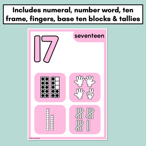 Resource preview 2 for NUMBER POSTERS with ten frames, base ten blocks, tallies & fingers - The Brentos Collection