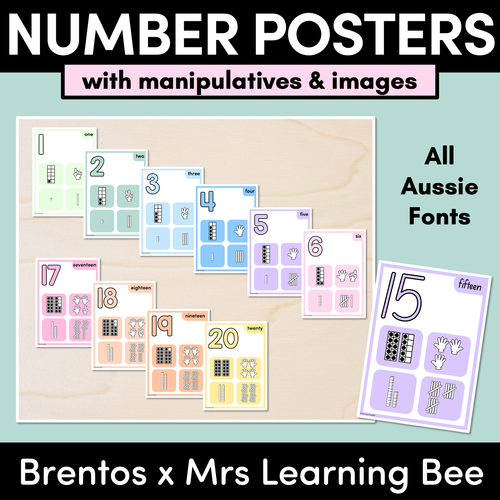 Resource preview 1 for NUMBER POSTERS with ten frames, base ten blocks, tallies & fingers - The Brentos Collection