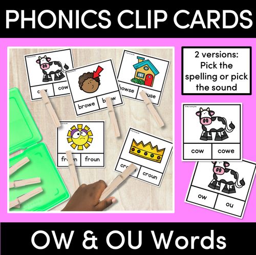 Resource preview 2 for Diphthongs Clip Cards Bundle