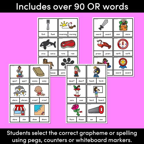 Resource preview 2 for R-CONTROLLED VOWEL SOUND OR Clip Cards - Ways to spell the OR sound