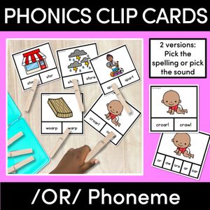 R-CONTROLLED VOWEL SOUND OR Clip Cards - Ways to spell the OR sound