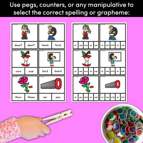 Resource preview 3 for R-CONTROLLED VOWEL SOUND OR Clip Cards - Ways to spell the OR sound