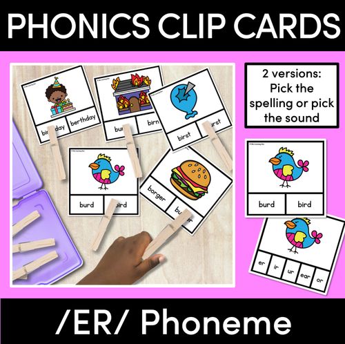 Resource preview 3 for R-Controlled Vowel Sounds Clip Cards Bundle