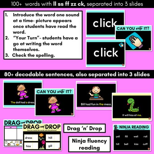 Resource preview 3 for Consonant Digraphs Phonics Powerpoint - LL SS FF ZZ CK