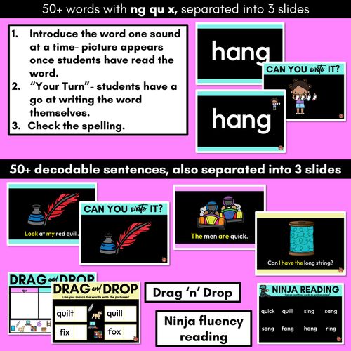 Resource preview 3 for Consonant Digraphs Phonics Powerpoint - QU NG X