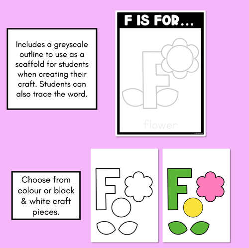 Resource preview 2 for Beginning Sound Crafts - UPPERCASE Letter F - F is for Flower