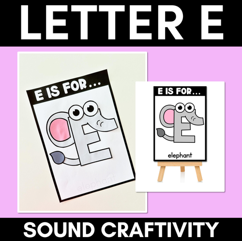 Resource preview 1 for Beginning Sound Crafts - UPPERCASE Letter E - E is for Elephant