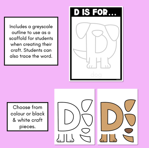 Resource preview 2 for Beginning Sound Crafts - UPPERCASE Letter D - D is for Dog