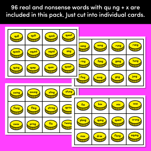 Resource preview 3 for Real and Nonsense Consonant Digraphs QU NG + X Words - Phonics Game - BURIED TREASURE