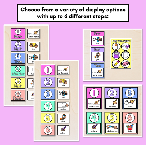 Resource preview 2 for Instructional Icon Editable Templates - Classroom Instructions & Equipment Visuals - RAINBOW PALETTE