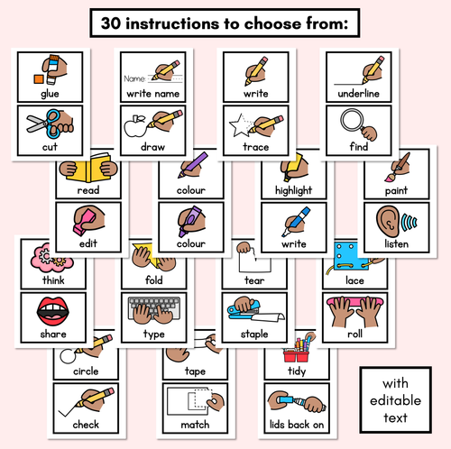 Resource preview 3 for Instructional Icon Editable Templates - Classroom Instructions & Equipment Visuals - NEUTRAL PALETTE