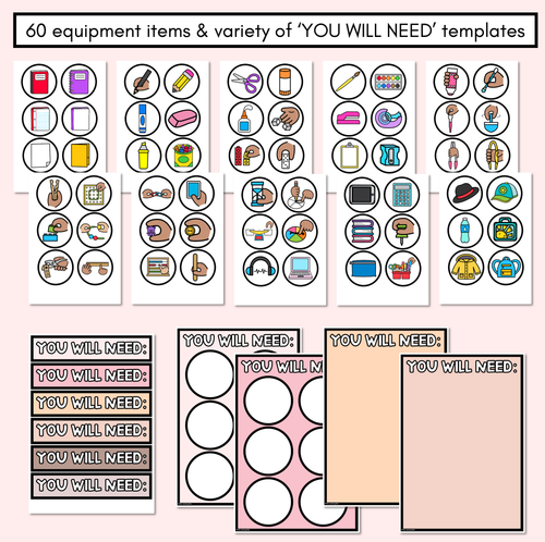 Resource preview 4 for Instructional Icon Editable Templates - Classroom Instructions & Equipment Visuals - NEUTRAL PALETTE