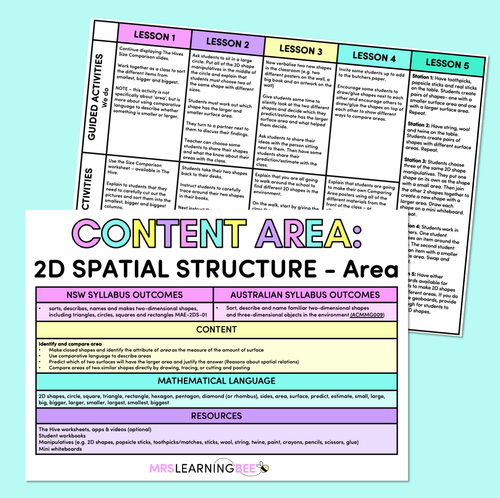 Resource preview 1 for 2D Spatial Structure (Area) - Kindergarten/Foundation Program