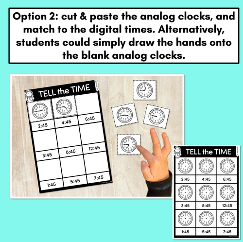 Resource preview 3 for TIME WORKSHEETS - Telling the time to quarter to