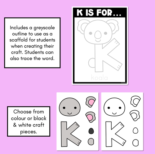 Resource preview 2 for Beginning Sound Crafts - UPPERCASE Letter K - K is for Koala