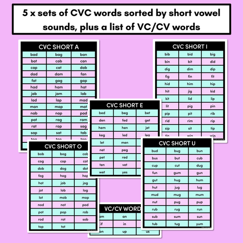 Resource preview 2 for Decodable Word Lists - CVC Word Lists, CCVC Words & CVCC Words Lists, CCVCC Word Lists