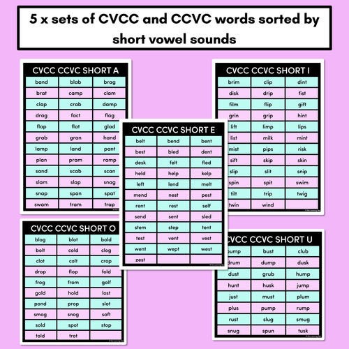 Resource preview 3 for Decodable Word Lists - CVC Word Lists, CCVC Words & CVCC Words Lists, CCVCC Word Lists