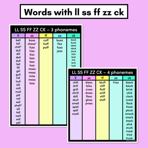 Resource preview 3 for Decodable Word Lists - Consonant Digraphs ch sh th wh ll ss ff zz zz qu ng + x