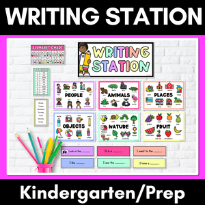 Kindergarten Writing Station - Vocabulary and Writing Prompts for Kindergarten and Grade 1