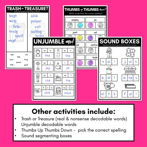 Resource preview 3 for Diphthong OI/OY Worksheets - PHONICS REVIEW for Diphthong Sounds