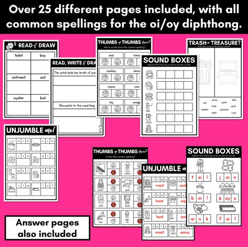 Resource preview 4 for Diphthong OI/OY Worksheets - PHONICS REVIEW for Diphthong Sounds