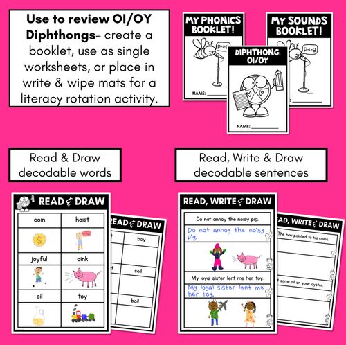 Resource preview 2 for Diphthong OI/OY Worksheets - PHONICS REVIEW for Diphthong Sounds