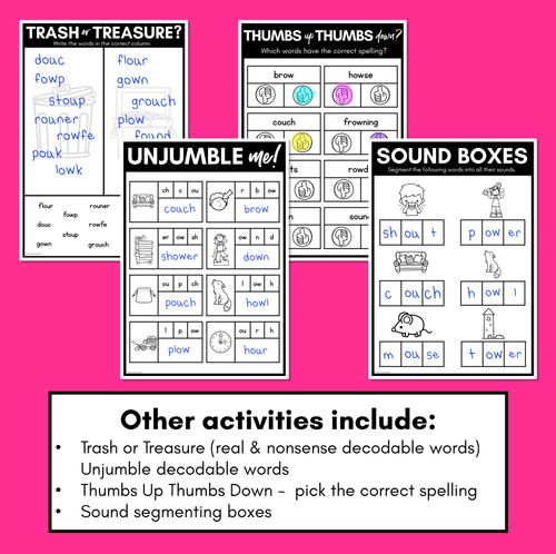 Resource preview 3 for Diphthong OU/OW Worksheets - PHONICS REVIEW for Diphthong Sounds