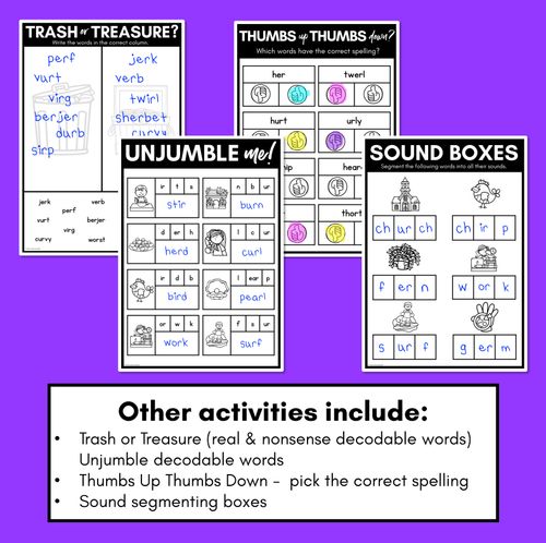 Resource preview 3 for R-Controlled ER IR OR UR Worksheets - PHONICS REVIEW for R-Controlled Vowel Sounds