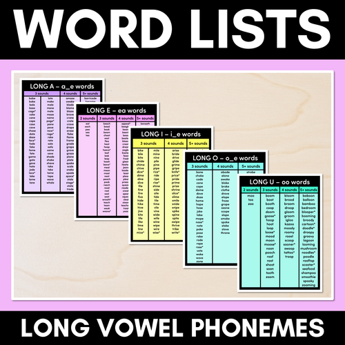 Resource preview 1 for Decodable Word Lists - Long Vowel Sound Word Lists