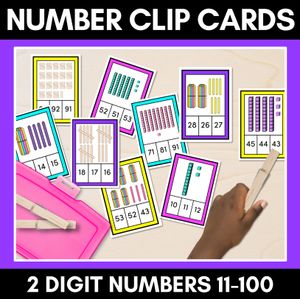 2 DIGIT NUMBER CLIP CARDS - Place Value Math Center - Numbers 10-100