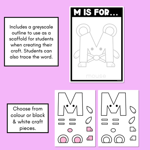 Resource preview 2 for Beginning Sound Crafts - UPPERCASE Letter M - M is for Mouse