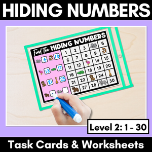 Find the Hidden Numbers - 1-30 - Level 2 Task Cards & Worksheets