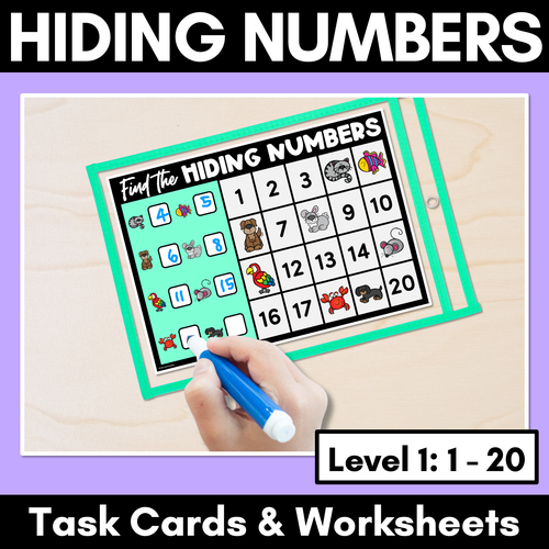 Resource preview 1 for Find the Hidden Numbers - 1-20 - Level 1 Task Cards & Worksheets