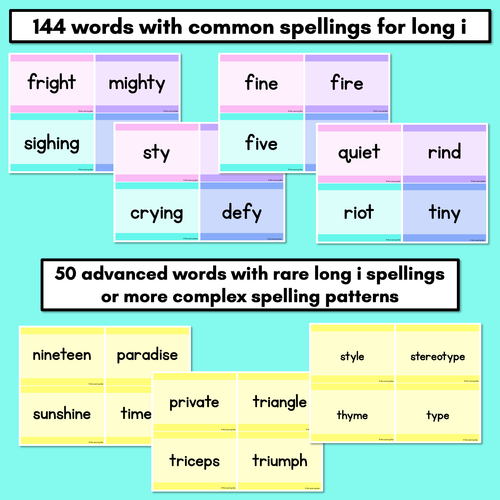 Resource preview 2 for Long Vowel I Decodable Words and Sentence Cards