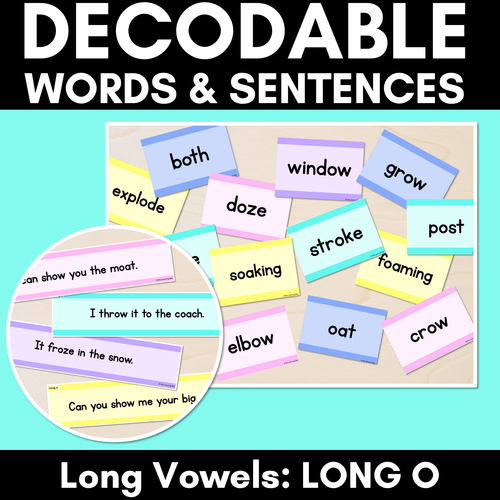 Resource preview 1 for Long Vowel O Decodable Words and Sentence Cards