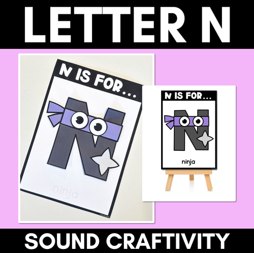 Resource preview 1 for Beginning Sound Crafts - UPPERCASE Letter N - N is for Ninja