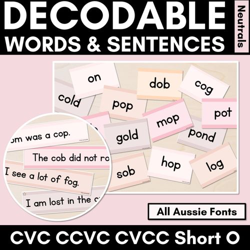 Resource preview 4 for Neutral Decodable Word & Sentences Kindergarten Bundle