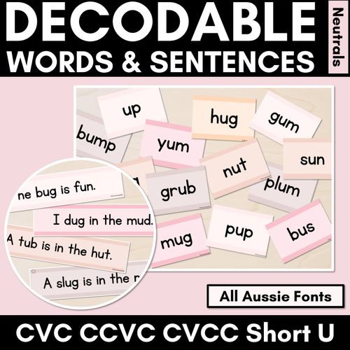 Resource preview 10 for Neutral Decodable Word & Sentences Kindergarten Bundle