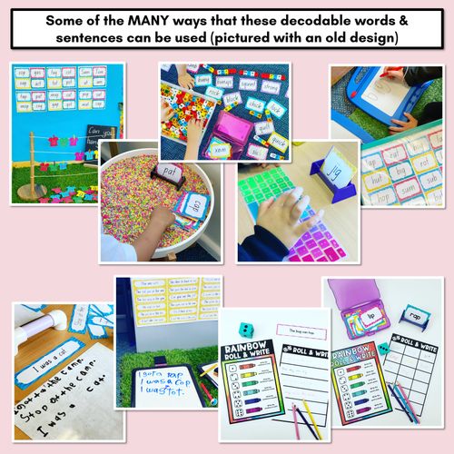 Resource preview 4 for Neutral CVC CVCC CCVC Decodable Words and Sentence Cards - Set 1 - s a t p i n m g