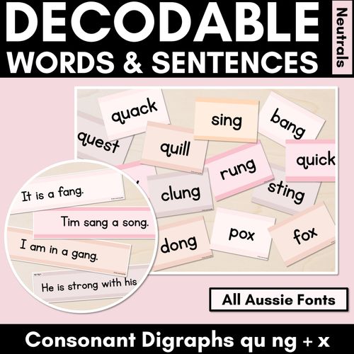 Resource preview 2 for Neutral Decodable Word & Sentences Kindergarten Bundle