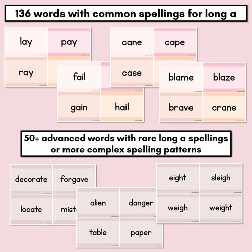 Resource preview 2 for Neutral Long Vowel A Decodable Words and Sentence Cards