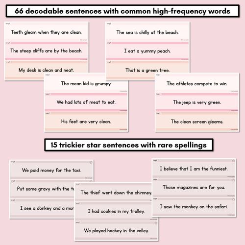 Resource preview 3 for Neutral Long Vowel E Decodable Words and Sentence Cards