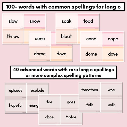 Resource preview 2 for Neutral Long Vowel O Decodable Words and Sentence Cards