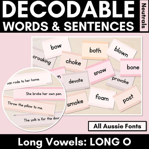 Resource preview 1 for Neutral Long Vowel O Decodable Words and Sentence Cards